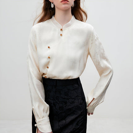 New Chinese Style Guofeng Long Sleeve Shirt Women Elegant Top Fashion Blouse - Aimall