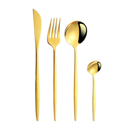 24PCS Stainless Steel Cutlery Set Knife Fork Spoon Set Durable Flatware Dining