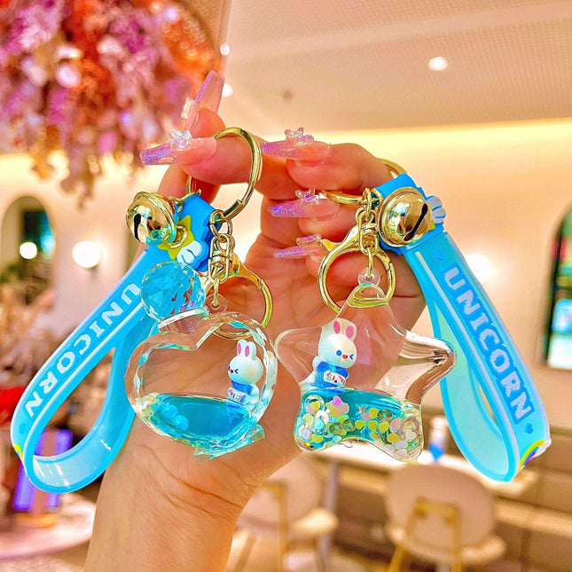 Bottle Star Liquid Keyring Quicksand Acrylic Keychain Car Keychain Key Ring Gift - Aimall