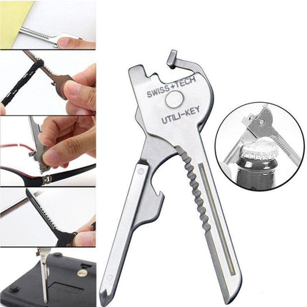 Utili-Key 6 in 1 Key Ring Chain MULTI-TOOL Pocket Knife Screwdriver Swiss Tech - Aimall