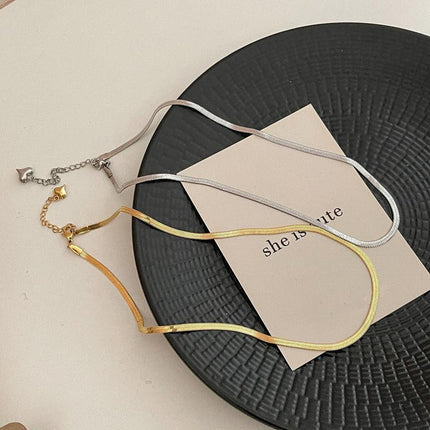 Titanium Steel Flat Snake Bone Necklace Chain Choker For Men Women Jewelry Gifts - Aimall