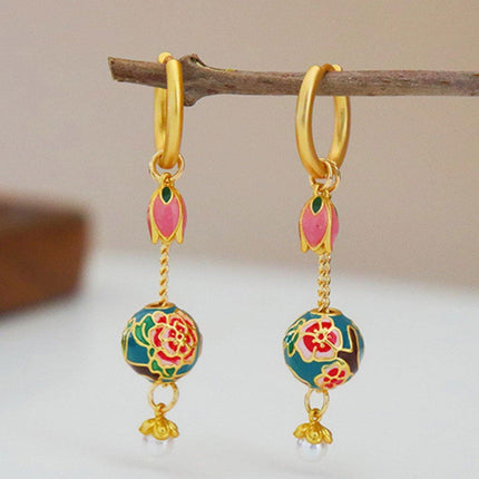 New Chinese Retro Tulip Earrings with Fringe Simple Elegant Design Jewelry