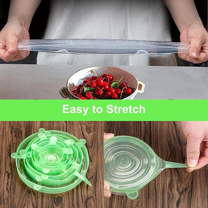 6PCS Stretch Reusable Silicone Food Saver Cover Seal Insta Lids Bowl Wraps - Aimall