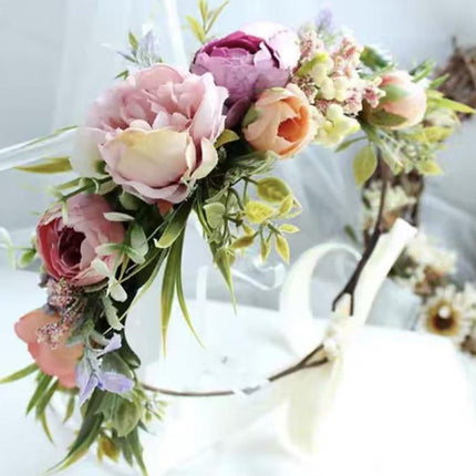 Hawaiian Faux Flower Headband Bridal Wedding Wreath Bridesmaid Hair Accessory