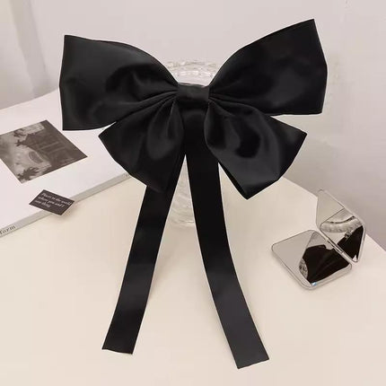 Satin Big Bow Barrette Hairpin Steel Clip Ribbon Hair Accessories Women Party - Aimall
