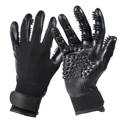 1Pair Horse Pet Dog Grooming Gloves Brush Hair Remover Shedding Massage Cleaner - Aimall