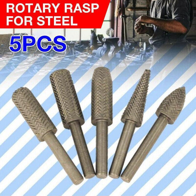 5Pcs Metal Cutter Drill Bits Rotary Bits Rasp For Steel Grinding Carving Austock - Aimall