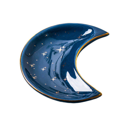 Moon Shaped Decorative Plate Fruit Tray Jewelry Storage Rack Dip Saucer for Home