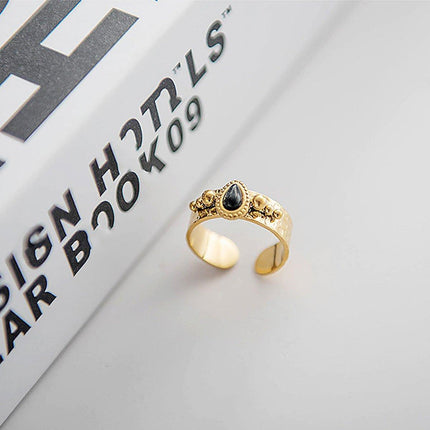 Natural Stone Ring Women Adjustable Boho Gemstone Fashion Jewelry Gift