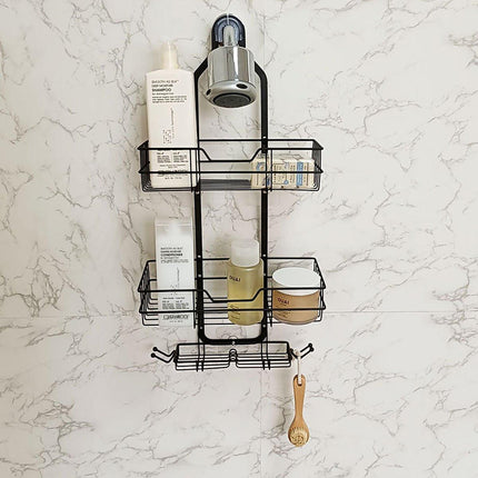 Perforation Free Toilet Bathroom Wall Shelf Household Shower Storage Organizer