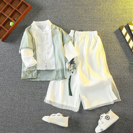 Chinese Traditional Hanfu Autumn Outfit for Boys Girls Festival Costume
