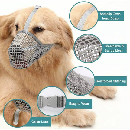 2PCS Adjustable Mesh Pet Dog Muzzle Mask Mouth Cover No Bite Strap Mouth Cover