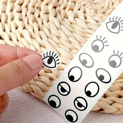 2 Rolls Cartoon Eye Stickers Self-Adhesive DIY Craft Paper for Handmade Projects