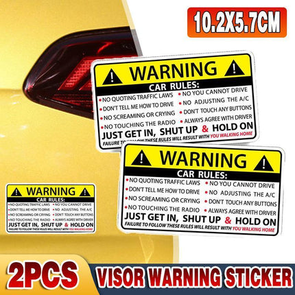 2X Vehicle Rules Visor Warning Sticker Funny Car For JDM Truck Humor Hoon - Aimall