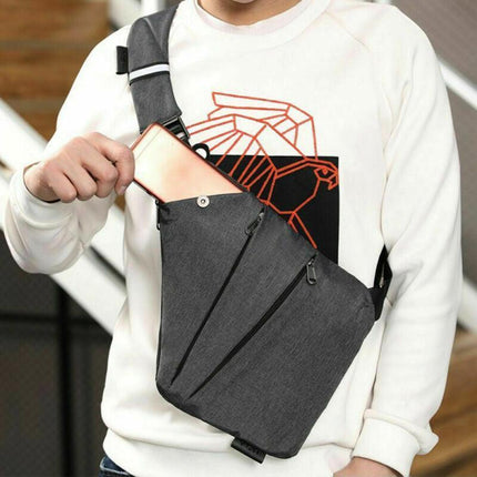 Waterproof Bag Personal Anti Theft Shoulder Man Pocket Portable Chest Travel Black - Aimall