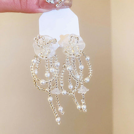 Vintage Long Drop Earrings Fresh Sweet Look Elegant Fashion Jewelry for Women