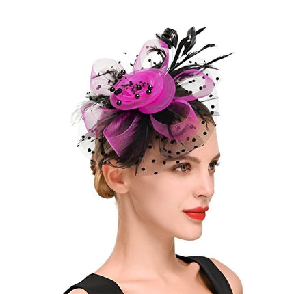 Vintage Accessories Mesh Veil Headpiece Feather Floral Headwear for Women Party