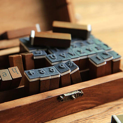 70pcs DIY Alphabet and Number Wood Rubber Stamps Set with Wooden Box Case