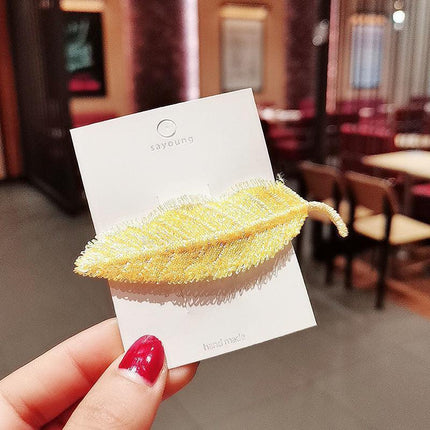 For Women Sweet Leaf Gradient Color Cute Hairpins Barrettes Side Clip Hair Clip - Aimall