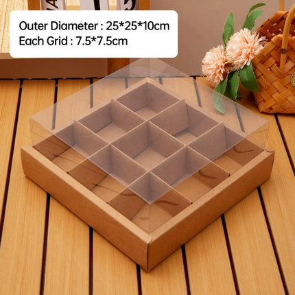Clear Plastic Nine-grid Cake Box Pack of 10 Storage Containers High Quality