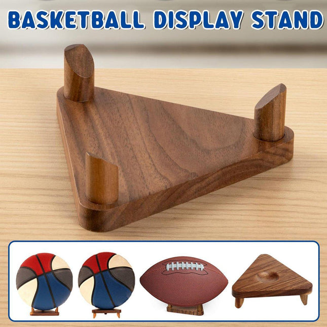 Wooden Triangular Stand Ball Storage Rack Basketball Football Holder Display