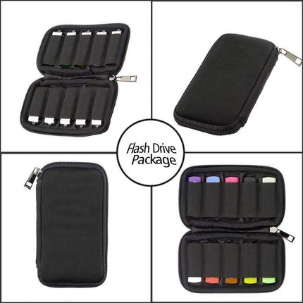 3PCS Large Capacity USB Flash Drive Storage Case Portable Black U Disk Bag