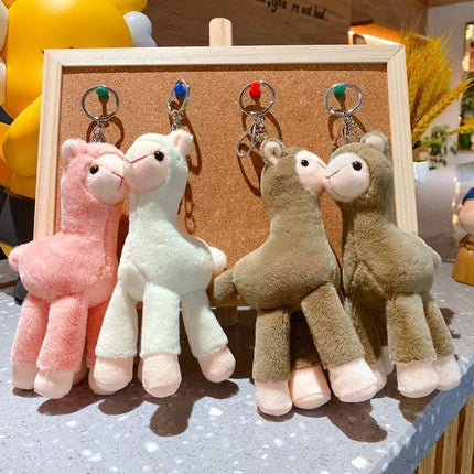Cute Mini Alpaca Soft Plush Stuffed Doll Toys Keychain Cartoon Bag Pendant - Aimall