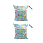 2PCS Cartoon Printed Diaper Bag Double Zipper Washable Storage Organizer