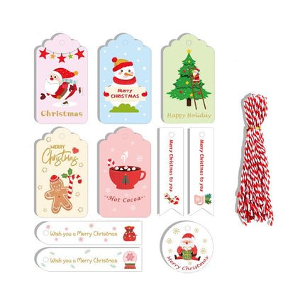 50PCS Christmas Kraft Paper Gift Tags Vintage Holiday Party Card Packaging Decor