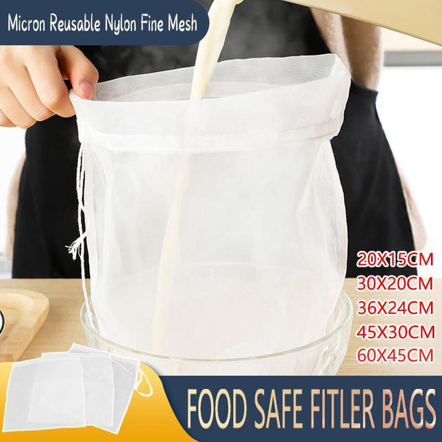 Micron Reusable Nylon Fine Mesh Food Strainer Filter Bag for Nut Milk Coffee - Aimall