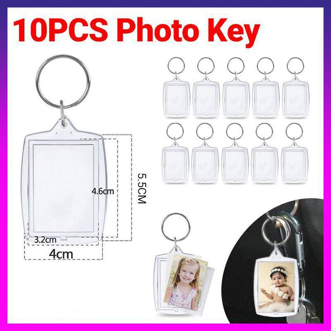 10PCS Clear Acrylic Photo Keyring - DIY Picture Frame Keychain Gifts - Aimall