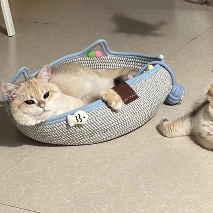 Rattan Cat Bed Weaving Cat Sleeping Basket for Cats and Pets Comfortable Resting
