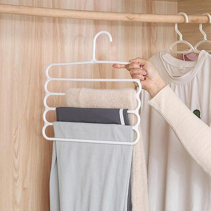 5pcs 5 Tier Trouser Rack Multifunctional Hanging Wardrobe Scarf Tie Hanger Set