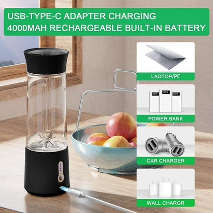 Portable Electric Fruit Juicer Smoothie Blender USB Rechargeable Travel Bottle - Aimall