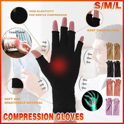 Brace Arthritis Hand Compression Gloves fingerless gloves Pain Relief Black - Aimall