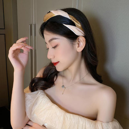 Women Headband Twist Hairband Knot Cross Tie Wide Headwear Hair Band Hoops Gift - Aimall