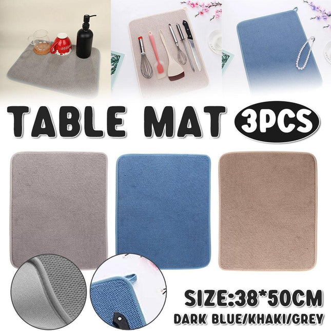 Microfiber Kitchen Drying Mat Absorbent Fast Dry Dish Bowl Cup Drainer Pad