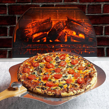 Aluminum Pizza Shovel 12Inch Pizza Transfer Tool with Pizza Cutter and Wheel Set