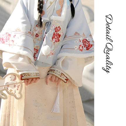 Ming Dynasty Hanfu Female Cashmere Thick Short Jacket Chinese Style Winter Coat