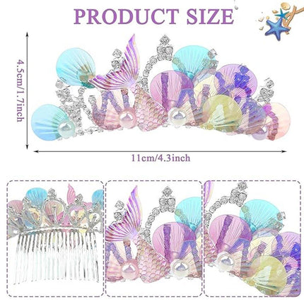 Mermaid Plug Comb Headband Princess Crown Hair Accessories for Girls and Women