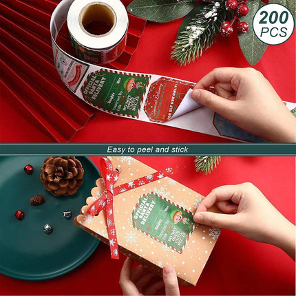 2 Rolls Christmas Stickers Labels Holiday Gift Wrapping Decoration Supplies