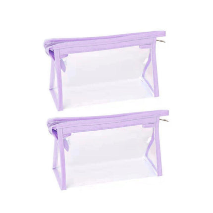 2PCS Transparent Zipper Pencil Case Cosmetic Pouch Pen Storage Bag for Girls
