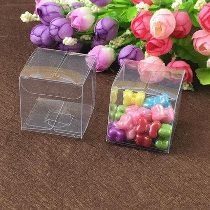 50 PVC Clear Transparent Macaron Square Cube Boxes For Wedding Favour Gift Candy - Aimall