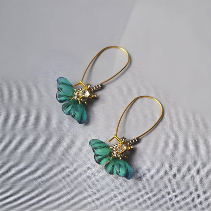 Fashion Vintage Green Fluttering Butterfly Earrings Elegant Jewelry for Women