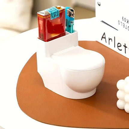 Decorative Ashtray Toilet-shaped Wall-mounted with Lid for Home Bathroom Hanging