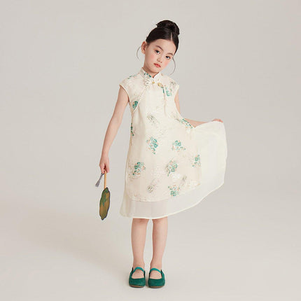 Summer Cheongsam Dress New Chinese Style Retro Girl Cheongsam Outfit