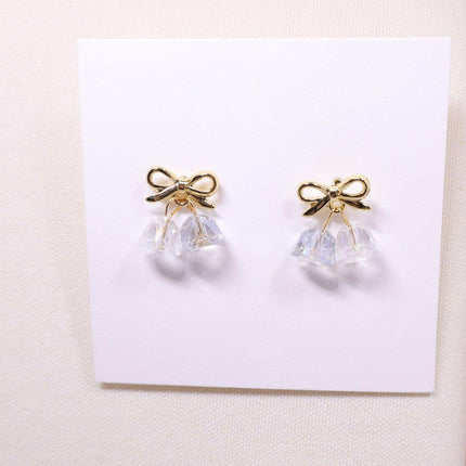 Blue Wind Chime Gold Bow Earrings Fashion Jewelry Boho Style Dangle Earrings