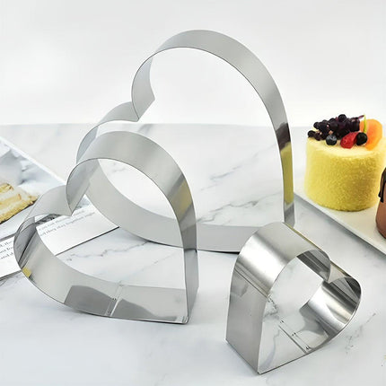 3X Stainless Steel Cake Mold 10/15/20cm Heart Baking Cake Ring For Mousse Party