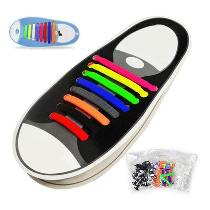 No Tie Elastic Silicone Shoe Laces Shoelaces Sneakers Runners Child Adult Unisex 16PCS - Aimall