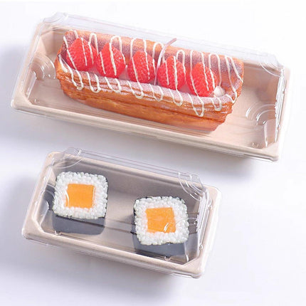 50pcs Eco-Friendly Sushi Box Rectangular Biodegradable Lunch Packaging Plate